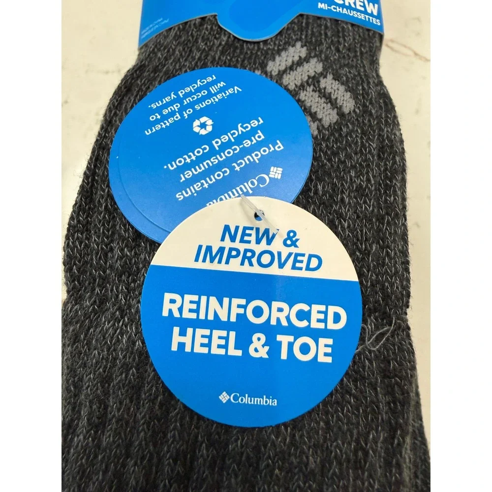 Columbia Men's 8 Pairs Moisture Control Crew Socks Black/Gray Sz‎ 6-12 - NWT